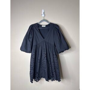 Rhode Black Eyelet Mini Dress Size XS